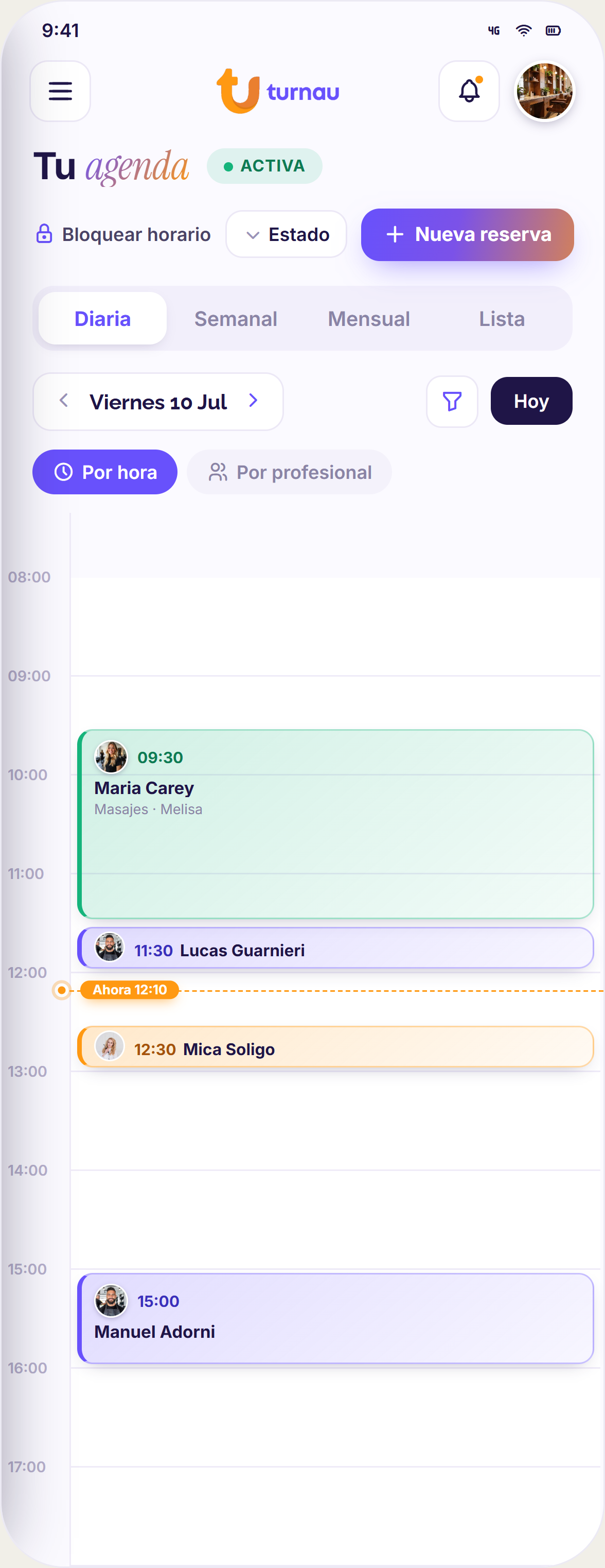 Agenda por hora